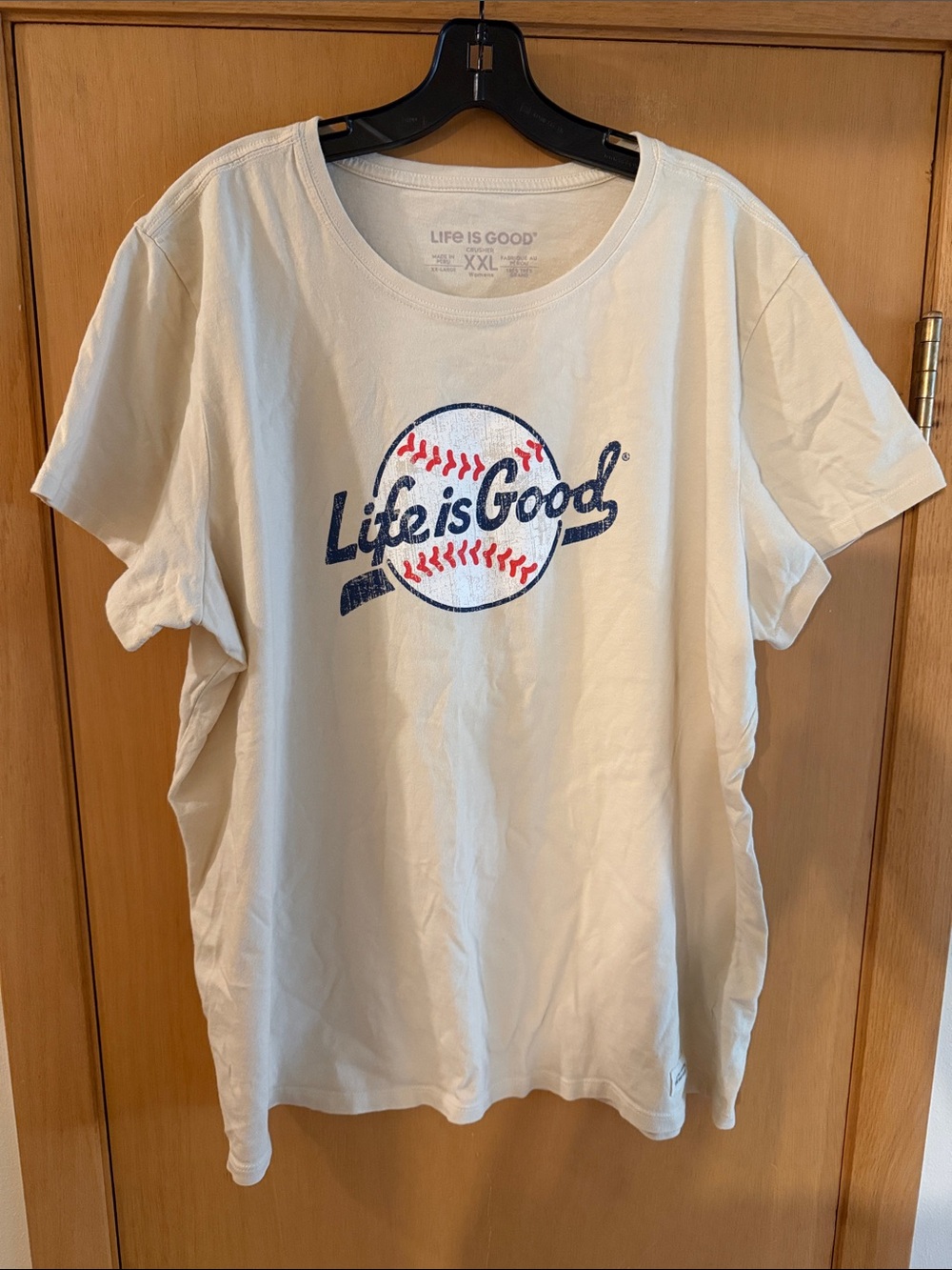 Life Is Good Women’s Crusher Tee Baseball Graphic Cream Size XXL
